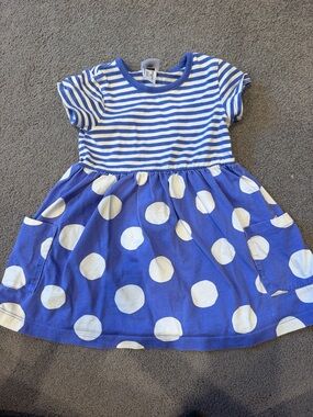 Hanna Andersson Blue and White Striped & Polka Dot Dress